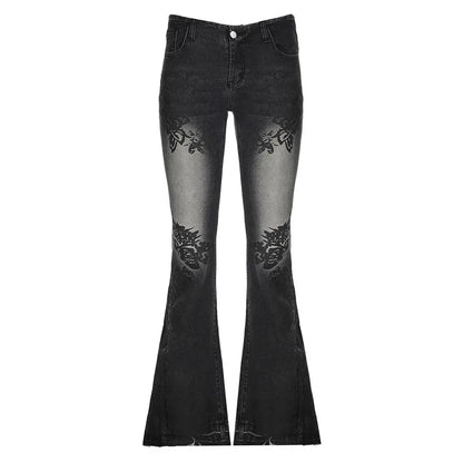 Flared Jeans for Woman Jorts Jeans Pants Women Shoujo Girl Style Women's Spring Clothes Coquette Jean Baggy Y2k Clothing Denim