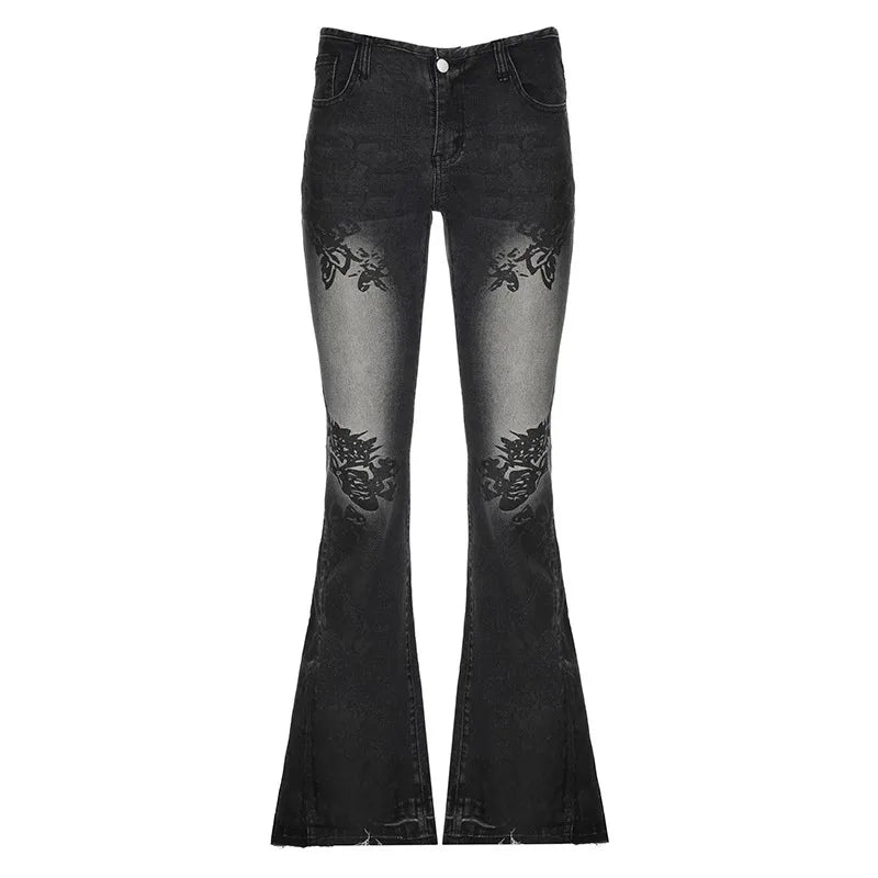 Flared Jeans Pants for Woman Baggy Jeans Y2k Women's Denim Pants Shoujo Girl Style Coquette Big Size Women's Spring Clothes Jean