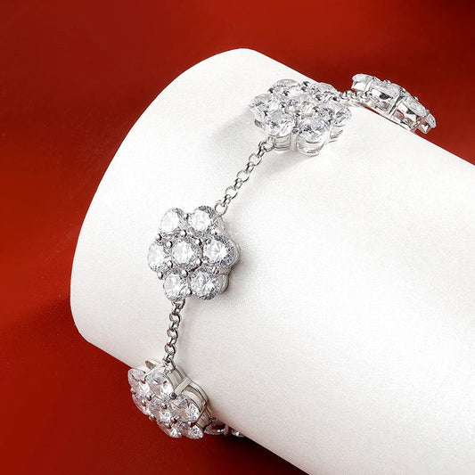 Bracelets en moissanite complète 5 mm 17,5 carats couleur D en argent sterling 925, chaîne de main étincelante pour mariage, bijoux raffinés
