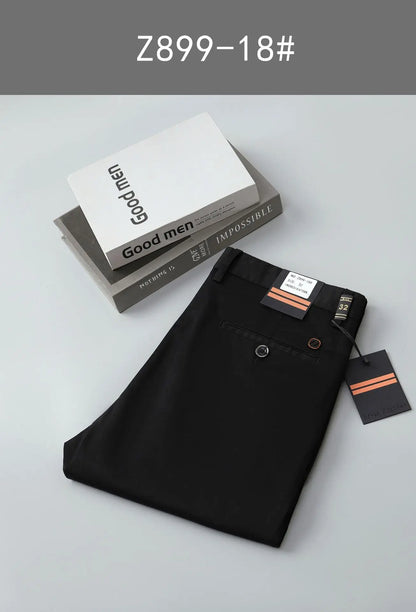 97% Cotton Straight Casual Pants Business formal Black Blue Stretch Mens Trousers Khaki Brown Mens Pants