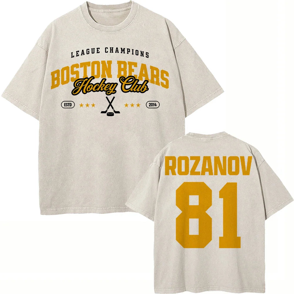 Vintage Washed Heated Rivalry Ilya Rozanov 81 Boston Raiders Tshirt Men Shane Hollander 24 Montreal Metros 100% Cotton Tees Tops