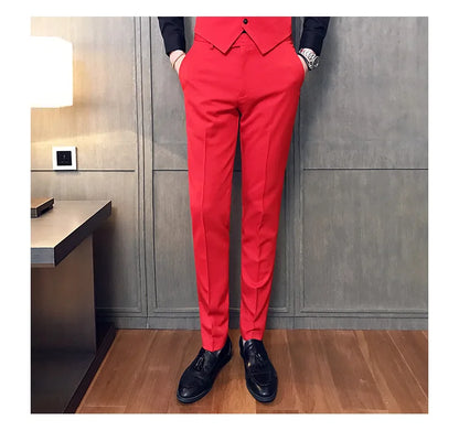 2022 Spring Summer New Men Suit Pants Solid Color Casual Business Dress Pants Slim Fit Trousers Formal Men Social Casual Pants