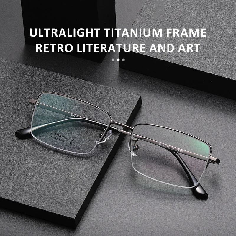 Simple New Retro Ultra-light Titanium Eyeglass Frames Men's Anti-blue Light Glasses Can Be Customized Prescription 18012