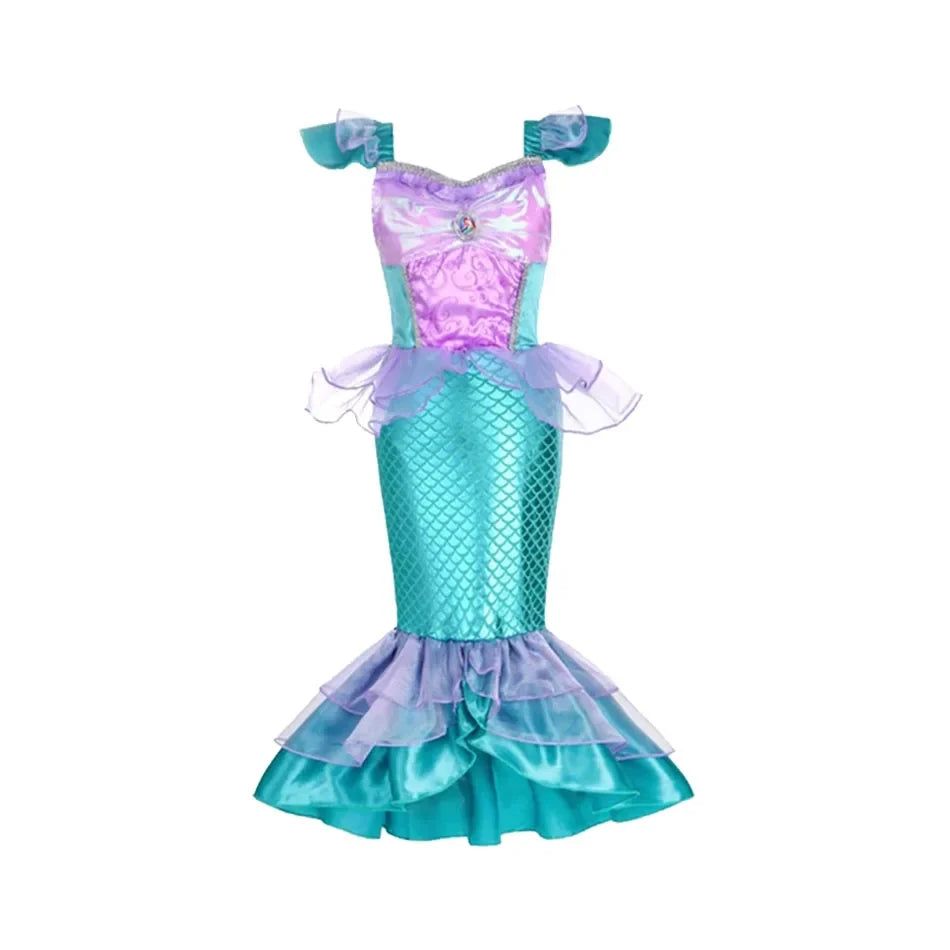 Summer Mermaid Dress Girls Kids Cosplay Dresses Princess Costume Perform Clothes Birthday Party Halloween Clothing