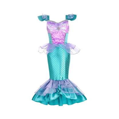 Summer Mermaid Dress Girls Kids Cosplay Dresses Princess Costume Perform Clothes Birthday Party Halloween Clothing