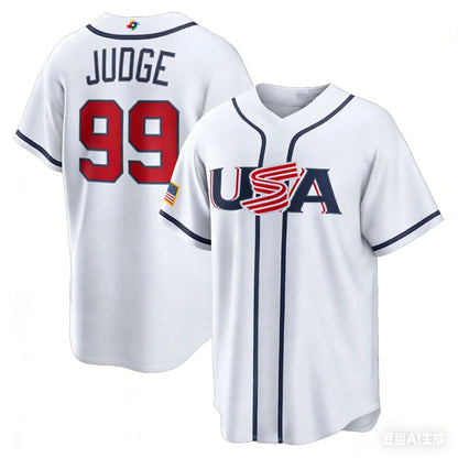 USA Baseball Jersey Judge 99 Men's Navy WBC Baseball Shirt Short Sleeve Fan Version Sportswear 2026 New