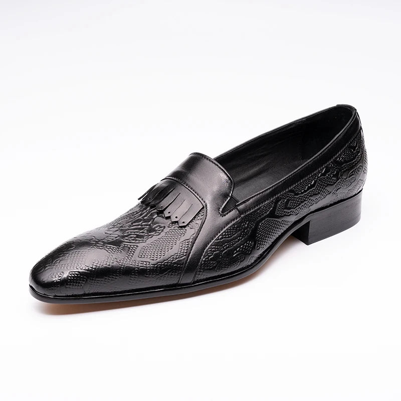 High Quality Fashion Loafers Dress Shoe Men Casual Leather Shoes Elegant Custom Mens Wedding Office Business Shoe Black Big Size
