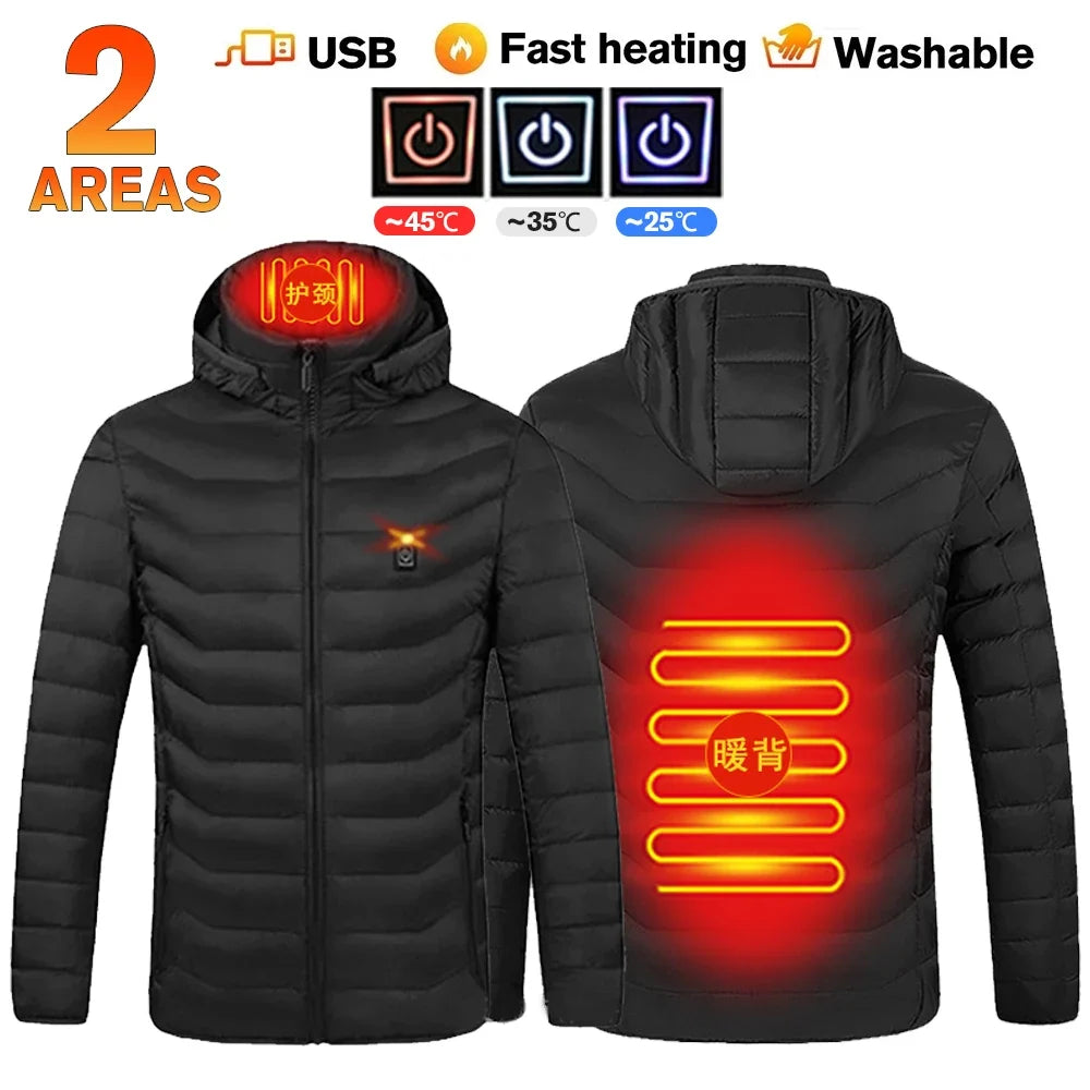 21 Areas Heated Jacket Women's Warm Vest USB Men's Heating Jacket  Waterproof Winter Heated Jackets Ski Clothing Coat Heated