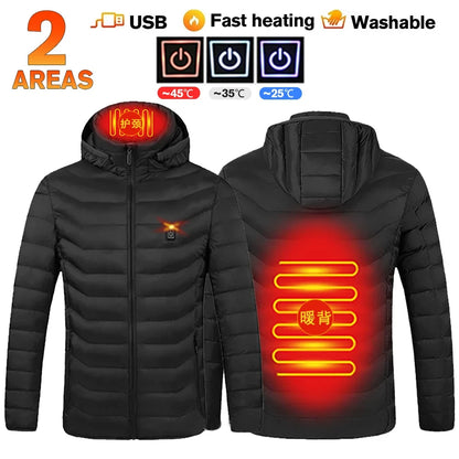 21 Areas Heated Jacket Women's Warm Vest USB Men's Heating Jacket  Waterproof Winter Heated Jackets Ski Clothing Coat Heated