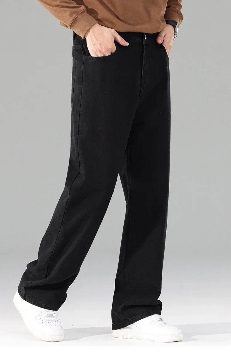 New Autumn Jeans Men Black Casual Baggy Trousers Classic Straight Comfortable Wide Denim Trousers Male Brand Clothing