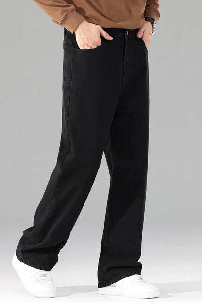 New Autumn Jeans Men Black Casual Baggy Trousers Classic Straight Comfortable Wide Denim Trousers Male Brand Clothing