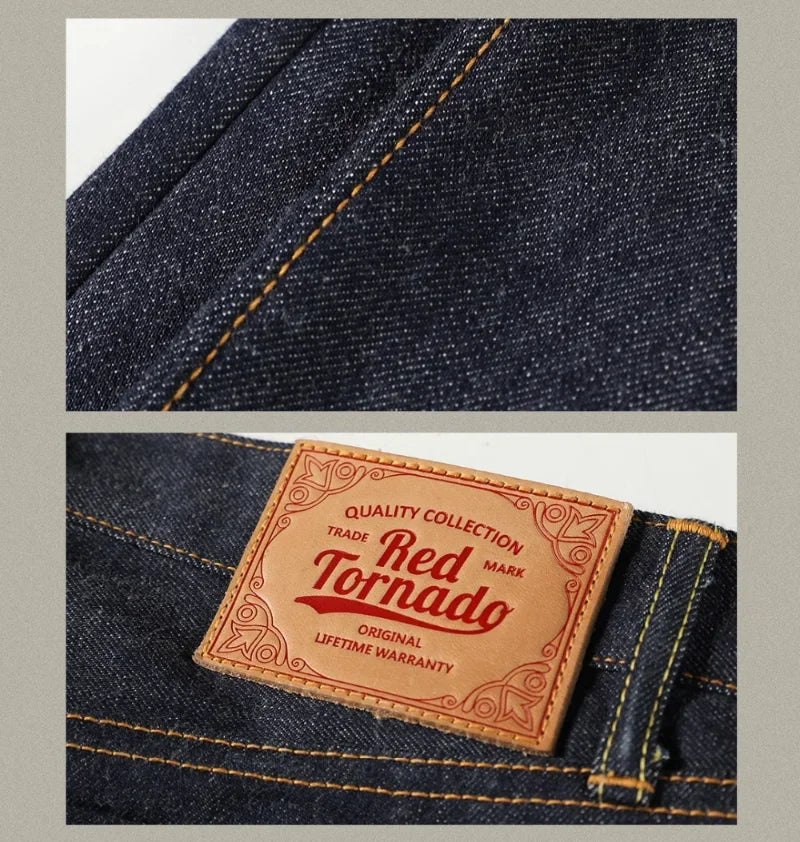 55501 Relaxed Straight Fit Men's Jeans Raw Selvedge Denim Pants Amekaji