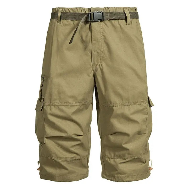 Men Summer Capri Pants Men Plus Size Multi Pocket Cargo Shorts Men Casual Outdoor Breathable Lightweight Daily Wear Street Style