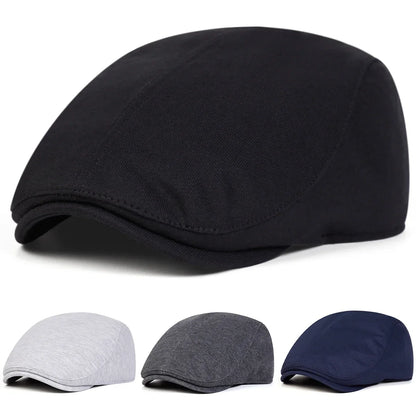 Unisex Solid Color Newsboy Caps British Painters Hats Autumn and Winter Berets Flat Peaked Cap Hip Hop Berets