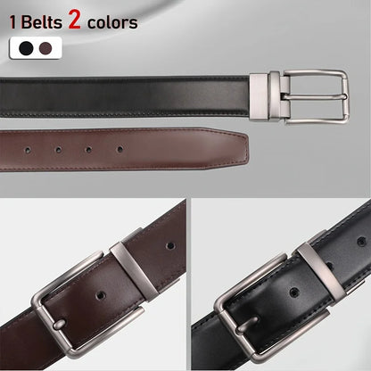 1pc Men's Genuine Leather Cowhide Reversible Belt