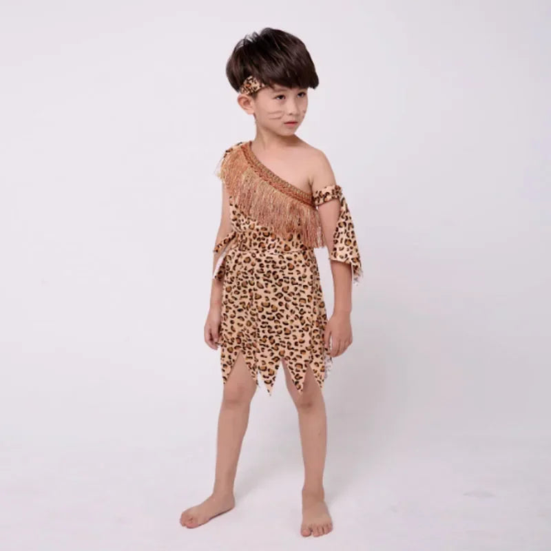 Novelty Boys Girls African Original  Savage Children Wildman Cosplay Costumes Clothing Kids Party Cosplay Costumes