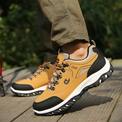 Autumn And Winter Models, Men's Waterproof Hiking Shoes, Outdoor PU Leather Sports Shoes, Wear-Resistant,  Walking, Tactical