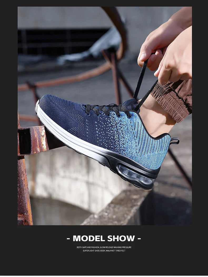 Lightweight Safety Shoes Women Men Air Cushion Work Sneakers Steel Toe Shoes Construction Safety Boots Anti-smash Work Shoes