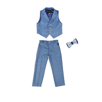 Kids Jacket Vest Pants 3PCS Photograph Dress Children Formal Wedding Suit Boys Birthday  Mariage Performance Celebration Costume