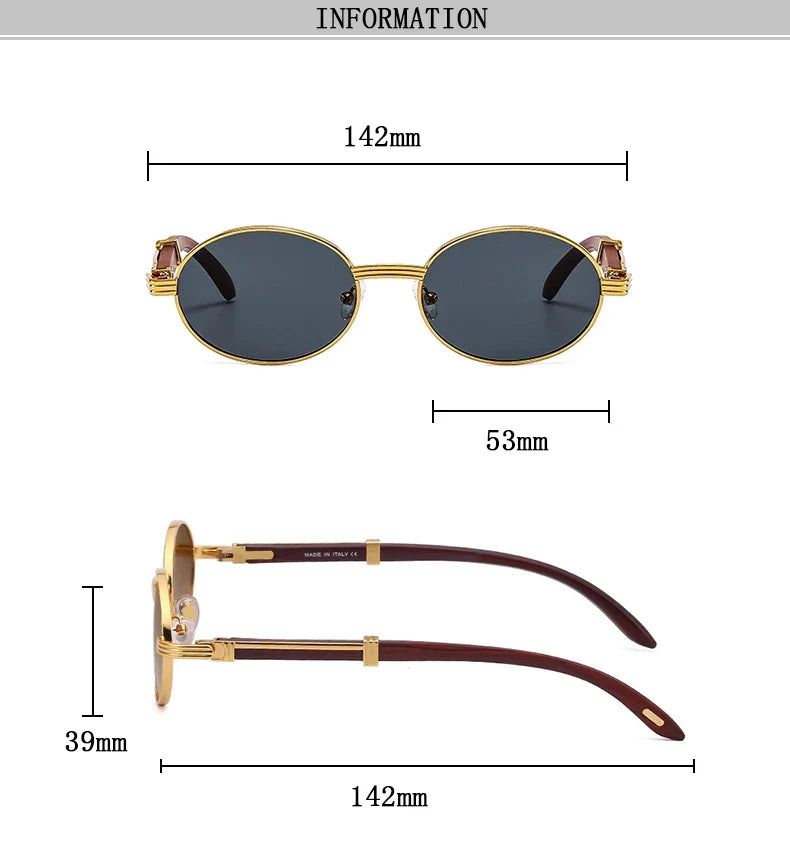 Oval Sunglasses Women 2024 Trendy Designer Wooden Sunglasses Men Luxury Fashion Glasses Vintage Lentes De Sol Mujer Zonnebril