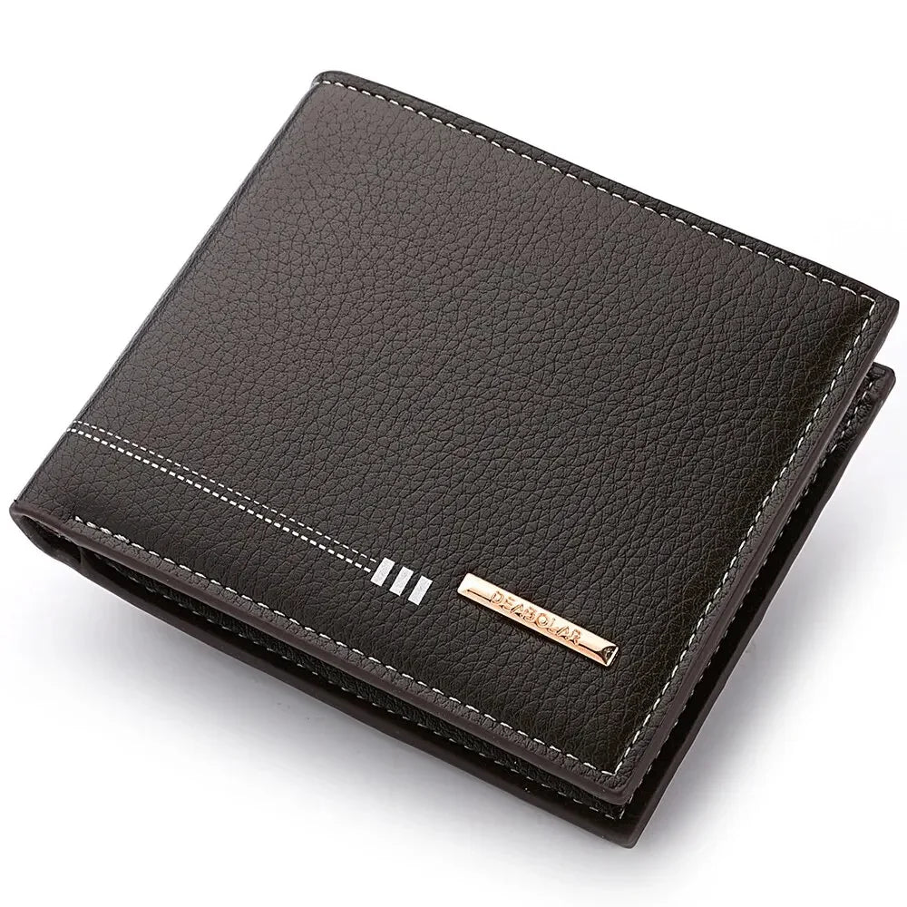 New Men's Wallet Credit Card Holder Zipper Coin Purse High-Quality Lychee Pattern Business Short Wallet for Men Business Wallet