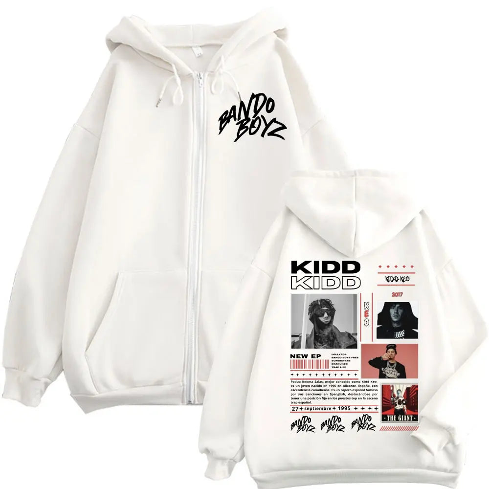 Rapper Kidd Keo Graphic Zipper Hoodie Men Women Clothing Hip Hop Vintage Zip Up Sweatshirts Fashion Casual Oversized Pullovers