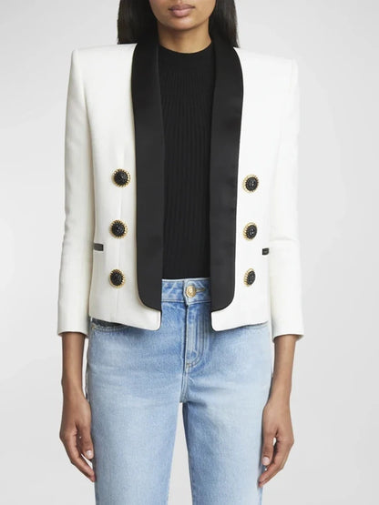 HIGH STREET Newest Fashion 2026 Designer Jacket Women's Shawl Collar Color Block Blazer