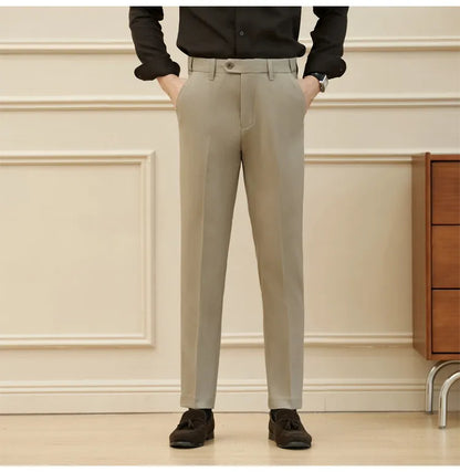 New Lnvisible Elastic Waist Design Men Business Casual Trousers High Quality Solid Slim Fit Office Social Fashion Suit Pants