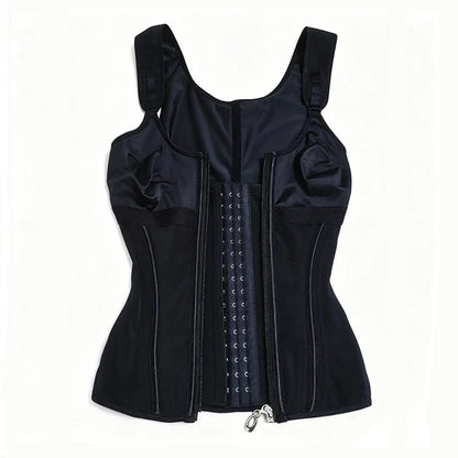 Shapewear Women Colombian Fajas Waist Trainer Tummy Control Vest Body Shaper 17 Steel Bones 3-Row Hooks Zipper Adjustable Strap