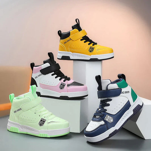 Children‘s High-top Basketball Boots Boys Girls Non-slip Basketball Trainers Outdoor Jogging Sneakers Breathable Athletic Shoes