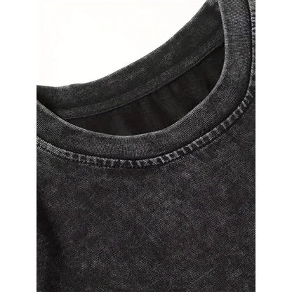 Men's Gothic Style Dark Style Retro Short Sleeved Street Washed Cotton Loose Fitting Unisex T-shirt Fashion Trend Y2K