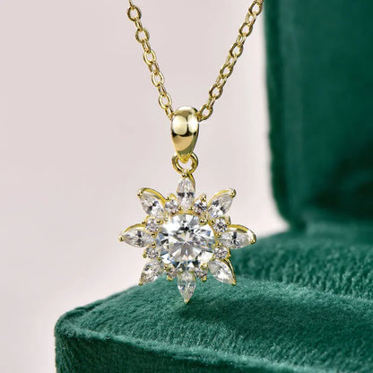 GRA Certified 6.5mm Round Moissanite Delicate Snowflake Pendant Necklace for Women 14K Gold Filled Fine Jewelry Gifts