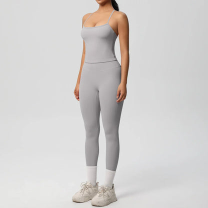 2PCS Yoga Set Nude Feeling Workout Sets Women Tracksuit Gym Push Up Fitness Running Workout Sportwear Sport Bra Leggings Suit