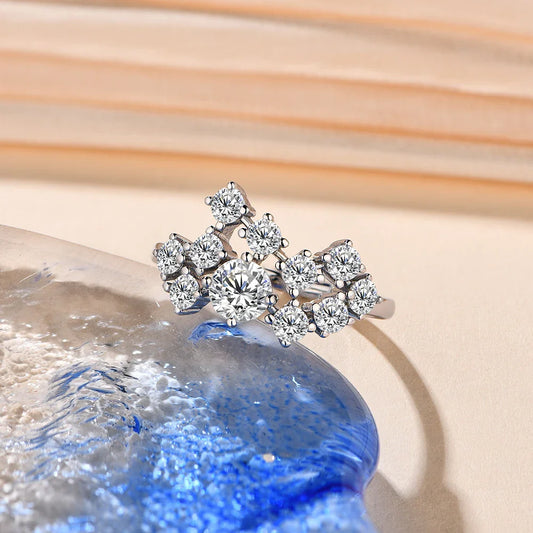 Bague en moissanite ATTAGEMS, couleur D, 1,5 ct, excellente taille ronde 5 mm, en argent sterling 925 plaqué or 18 carats, véritables bagues de fiançailles et de mariage pour femmes, bijoux fins