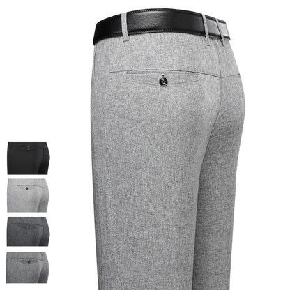 New Spring Summer Men's Linen Pants Male Dress Pants Solid Color Artificial Linen Suit Pants