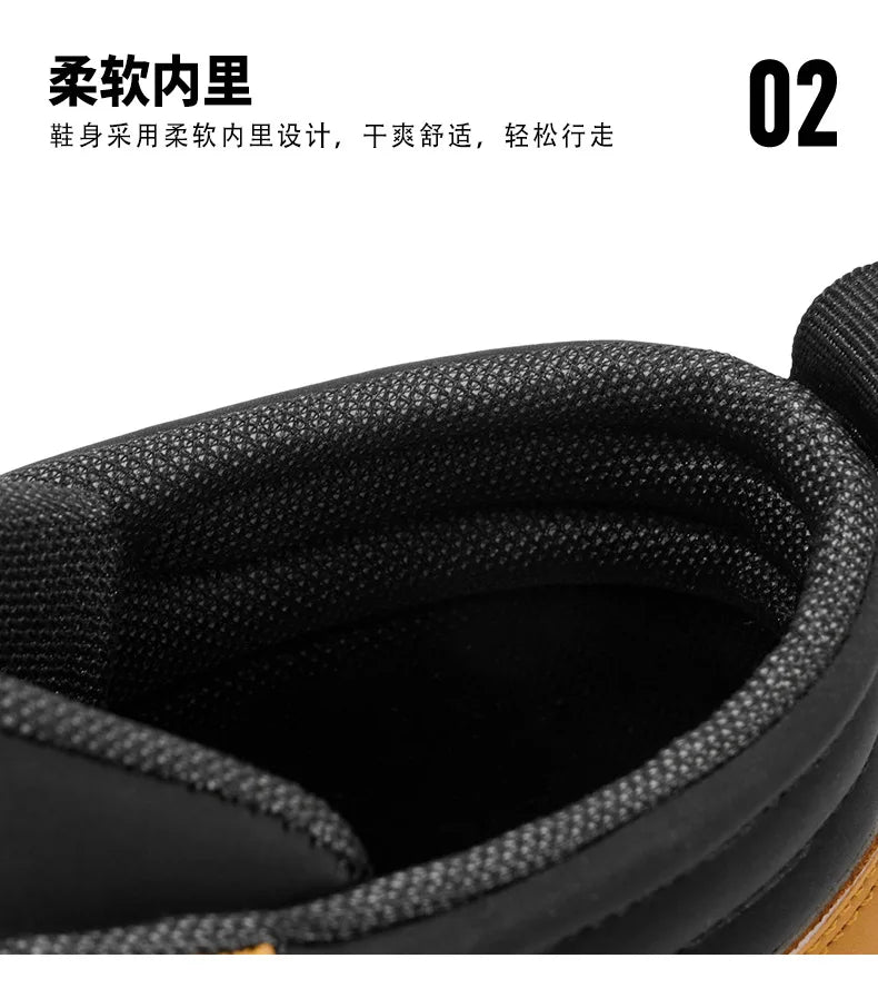 New Men's Leather Boots Brand Retro Comfortable Boots for Men 2026 Fashion High Top Non Slip Casual Shoes Business Work Shoes