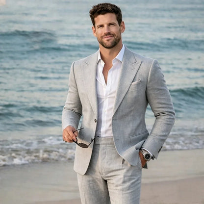 Linen Summer Suit Separates for Men 2 Pieces Wedding Groom Tuxedo Custom Blazer with Pants for Beach Destination Party 2026