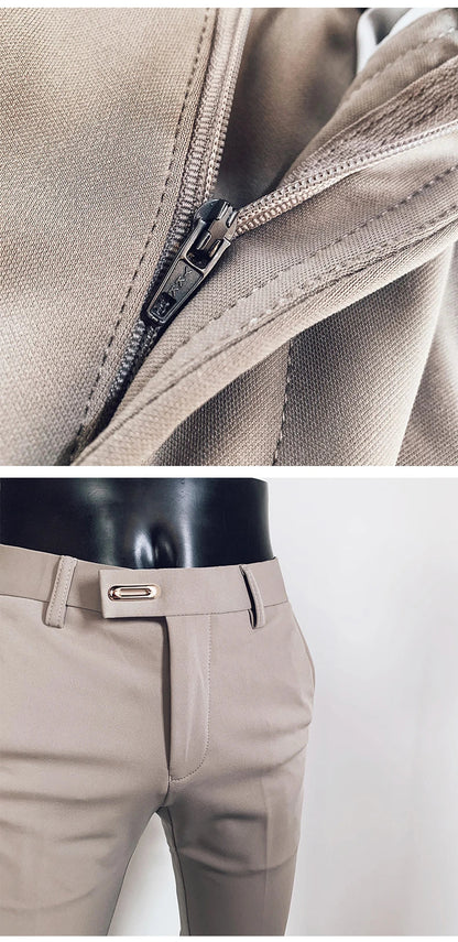 2025 Spring and Summer New Men's Casual Business Dress Pants Fashion Social Solid Wedding Party Suit Pants Slim Fit Suit Pants