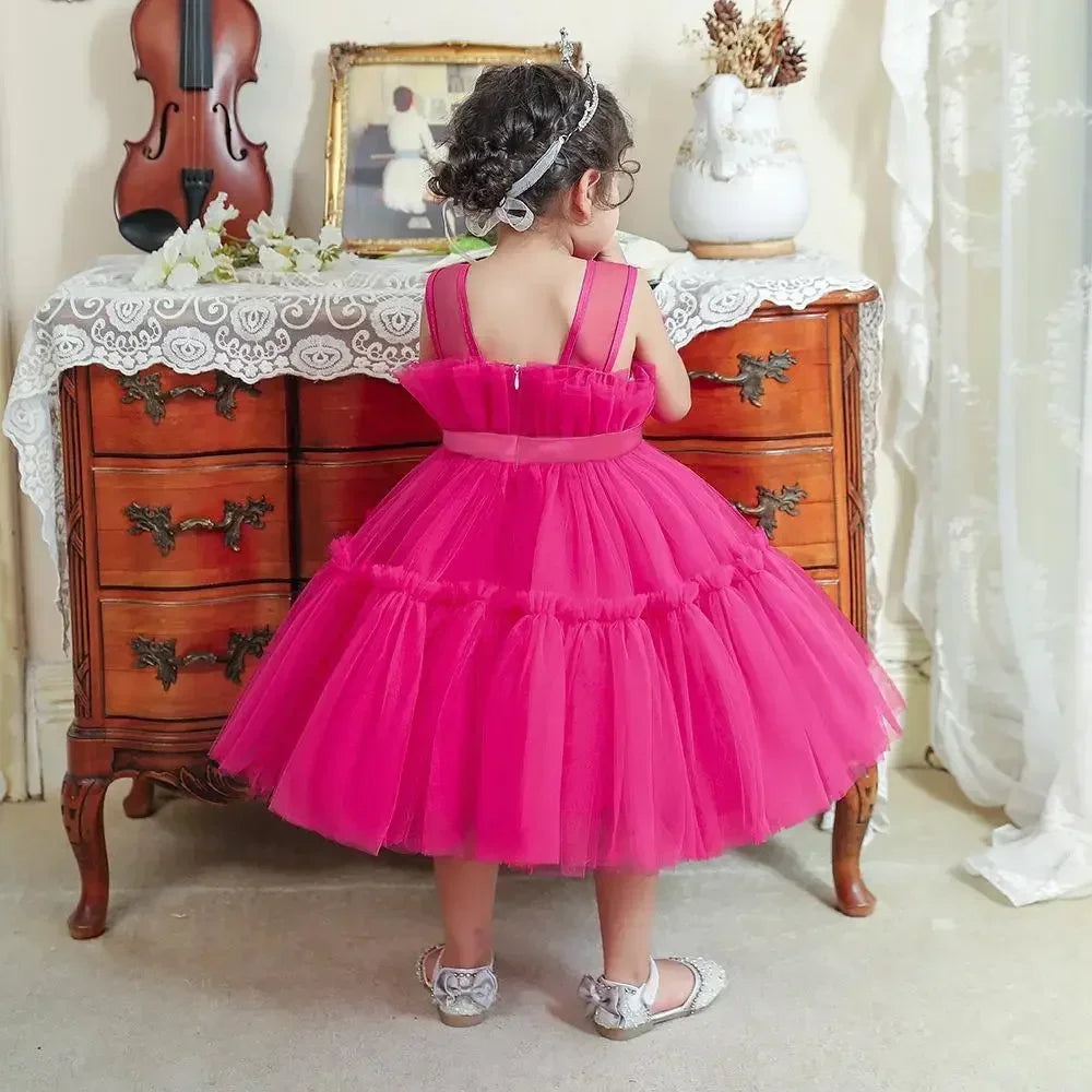 Baby Yellow Dress For Girls Kids Wedding Bridesmaid Dresses Toddler Tulle Birthday Princess Party Dress Infant Outfits Vestidos