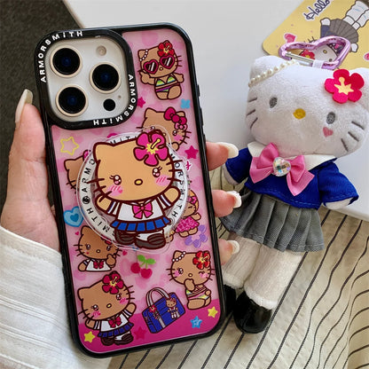 Y2K Hello Kitty Cute Cartoon Magnetic Phone Case For IPhone 12 13 14 15 16 17 Pro Max Protective Cover with Stand Fundas