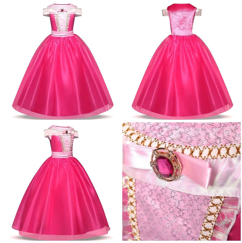 Kids Cinderella Costume Princess Dress for Girls Children Rapunzel Snow White Belle Jasmine Elsa Aurora Cosplay Carnival Dresses