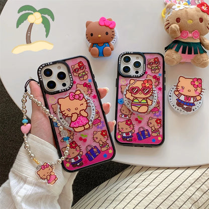 Y2K Hello Kitty Cute Cartoon Magnetic Phone Case For IPhone 12 13 14 15 16 17 Pro Max Protective Cover with Stand Fundas