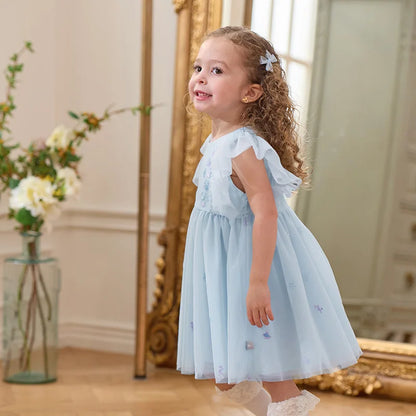 Girls Baby Princess Dress Summer Sweet Shell Embroidery Kids Mesh Elegant Dress Party Outdoor Seaside DB2251295