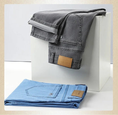 Business Lyocell Jeans Men Summer New Thin Fashion Straight Breathable Brand Pants Male Slim Comfortable  Denim Trousers