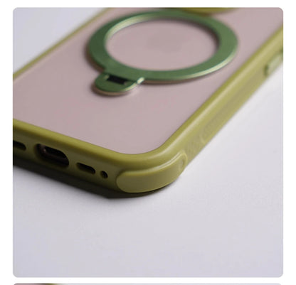 360° Magnetic Rotatable Holder Shockproof Case For iPhone 17 16 Pro Max 15 14 13 Transparent For MagSafe Wireless Charge Cover