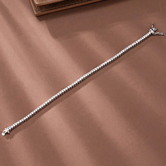 Bracelet de tennis en argent sterling 925 véritable avec moissanite de 0,03 carat (2 mm) pour femme, luxe étincelant pour les occasions formelles et quotidiennes