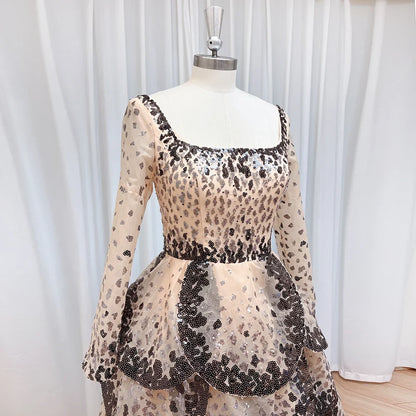 Luxury Sequined Evening Dress Tiered Petal Skirt Formal Prom Gown Customized Robe De Soiree For Women Party 2026