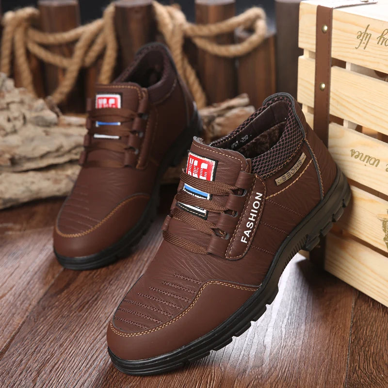 Winter Men Boots Waterproof Snow Boots Warm Fur Casual Men Shoes Antislip Ankel Boots Plush Cotton Shoes 2024