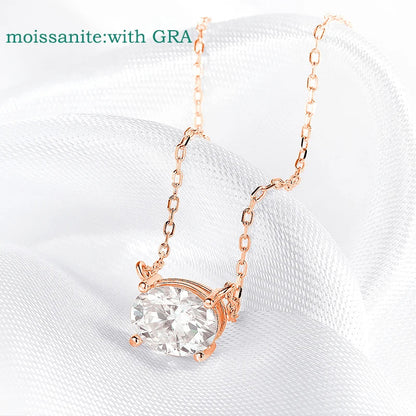14K Plated 1-3CT Moissanite Necklaces Pendant Women Girls Birthday Gift Chain Lab Diamond Jewelry 925 Sterling Silver GRA