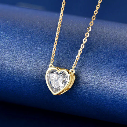 Certified 2.0CT Heart Cut Moissanite Pendant Necklace 925 Sterling Silver Necklaces for Valentine's Day Jewelry Gift